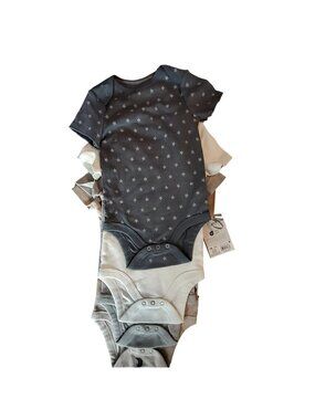 Cloud Island Baby Bodysuits 4-Pack 12M Star & Moon Designs 100% Cotton